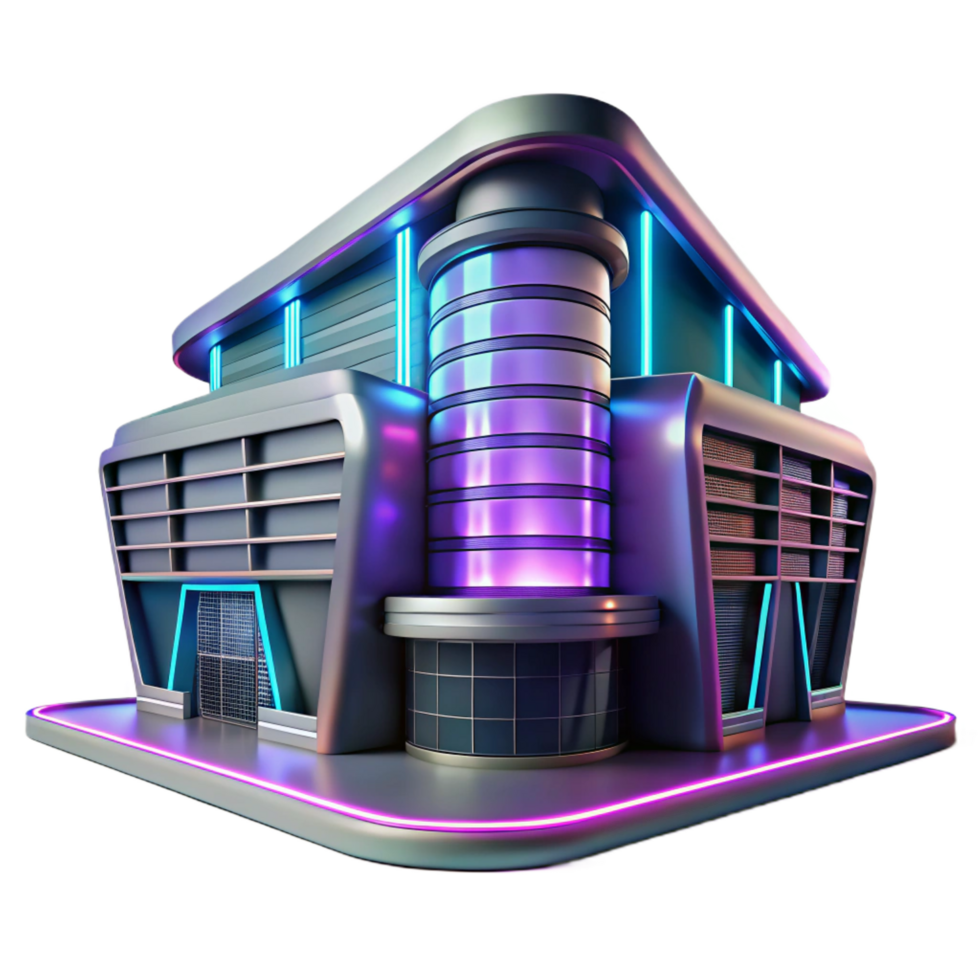 vibrant rustic Futuristic Building 3D Render exclusive png
