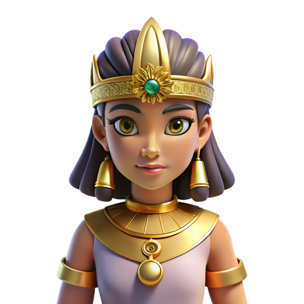 impressive rustic 3D Cartoon Egyptian Princess Illustration authentic png