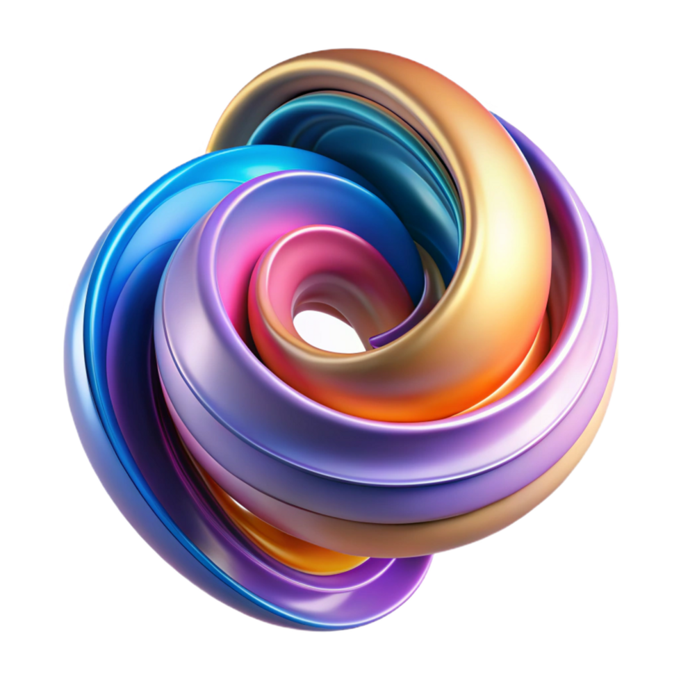 dramatic vintage Abstract 3D Swirling Rainbow Knot high quality png