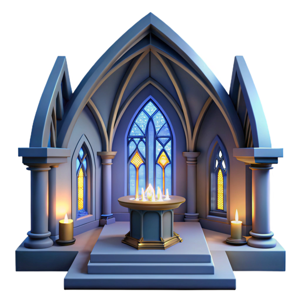 vibrant creative 3D Gothic Chapel Illustration premium png