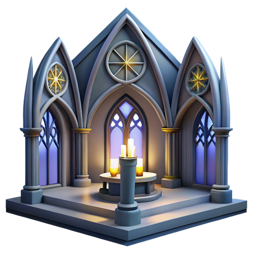 stunning classic Gothic Chapel 3D Model authentic png