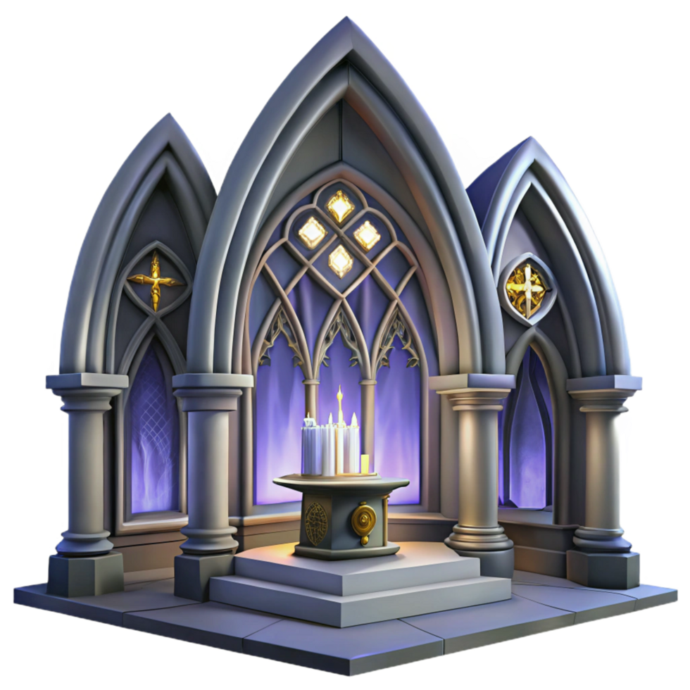 magnificent vintage Gothic Chapel 3D Illustration exclusive png