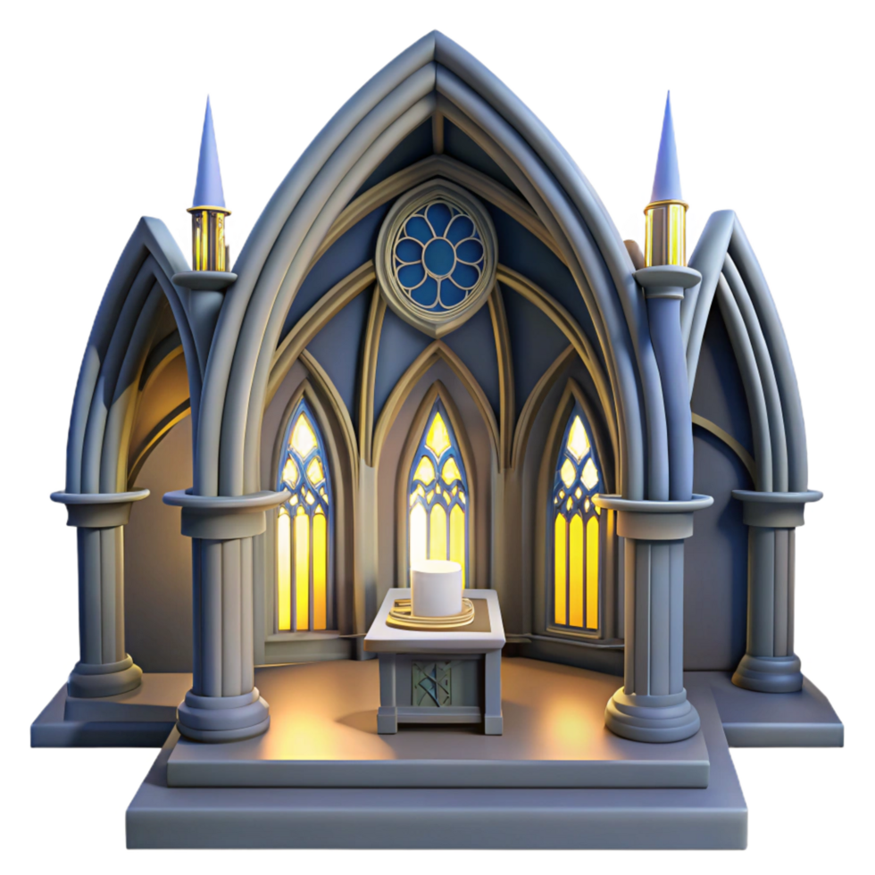 extraordinary creative Gothic Chapel 3D Model exclusive png