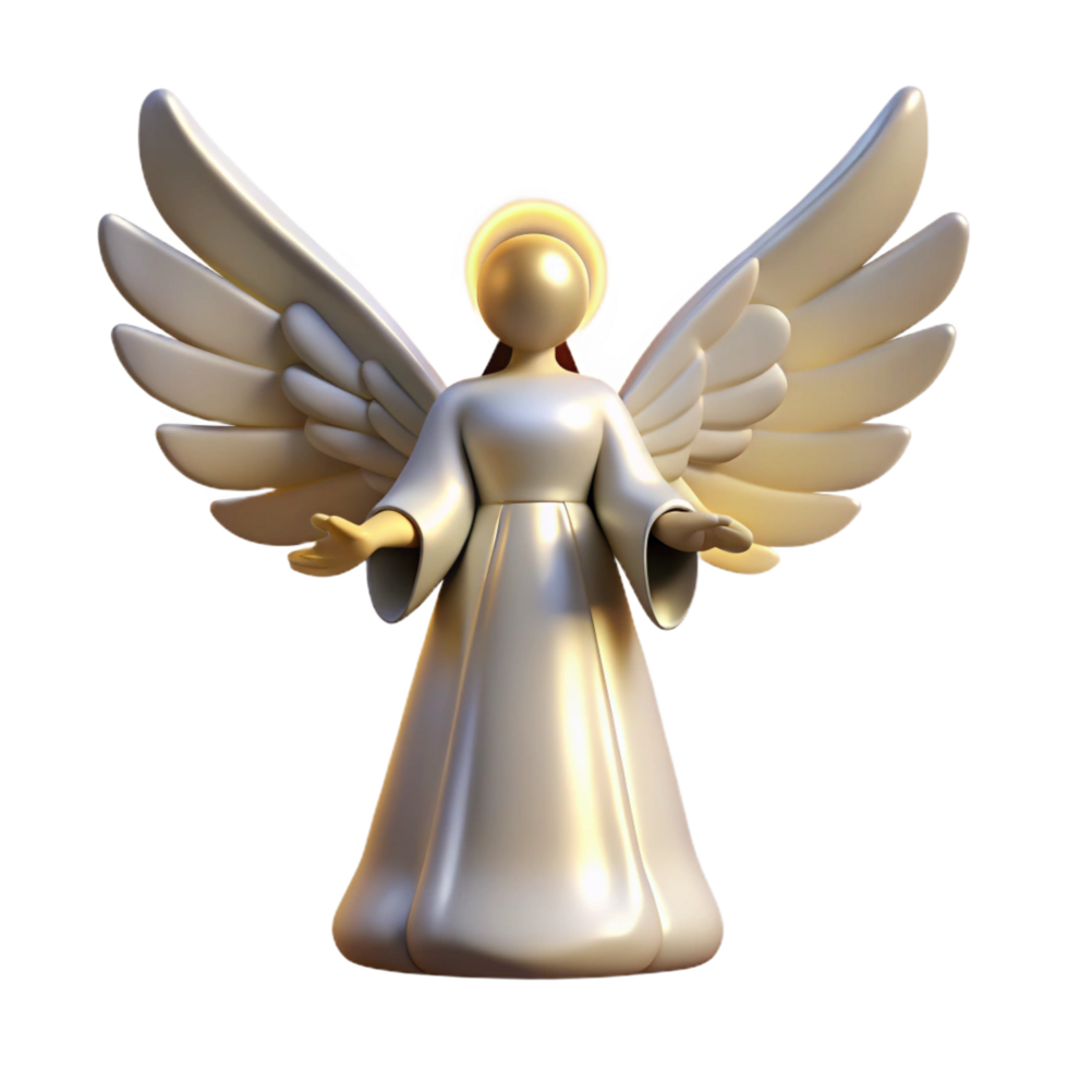 serene minimalist 3D Render Angel Wings, Heavenly Figure high quality png