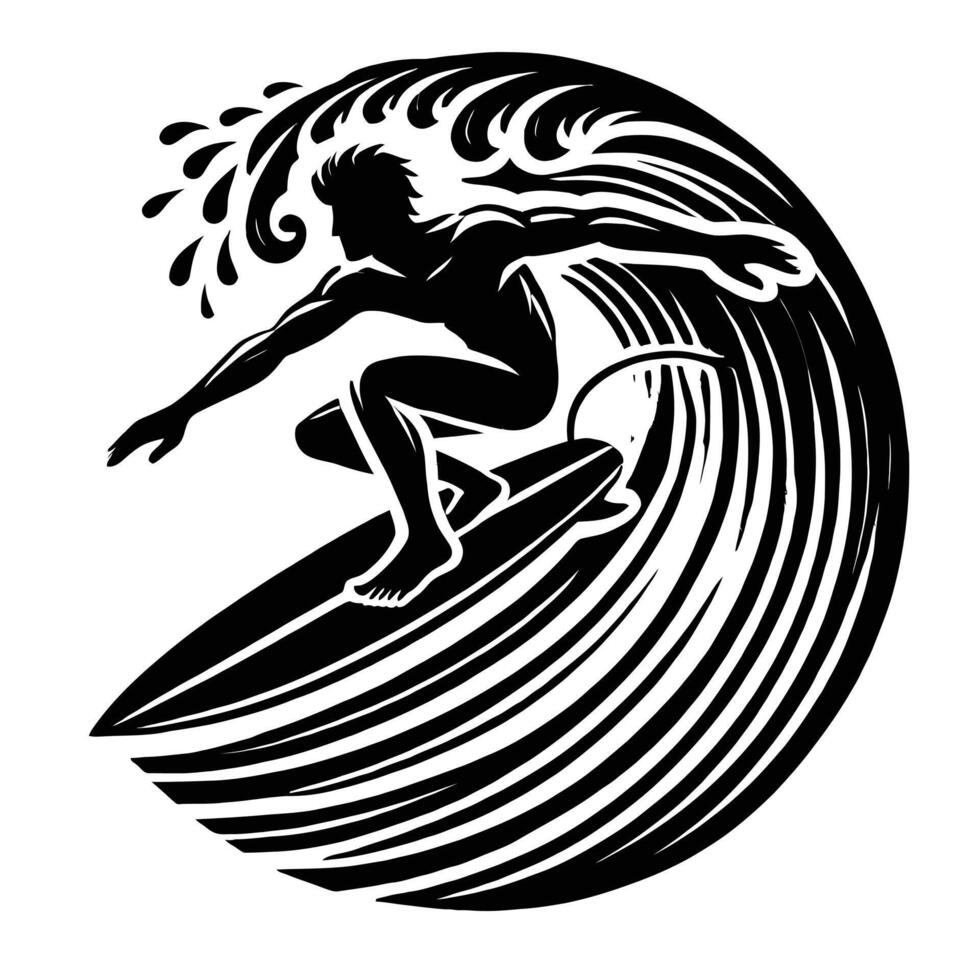 Surfer on a wave illustration vector