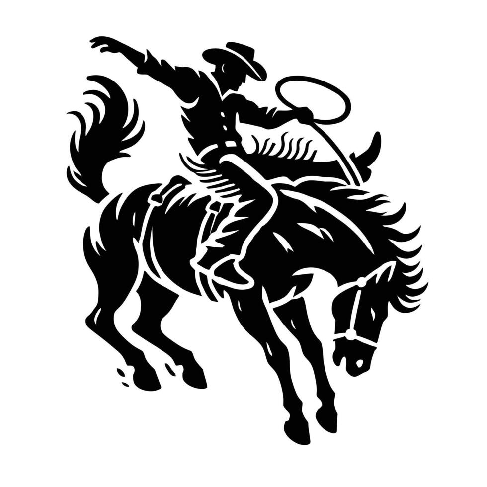 A cowboy riding a horse with a lasset vector