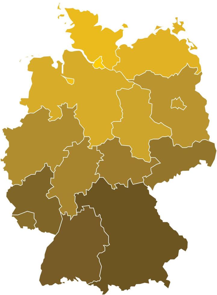 Germany Maps with Yellow Monochrome Color for District Borders Europe Country vector