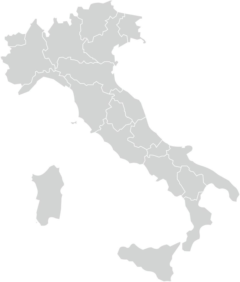 Grey with White Outline Italy Map with District Borders Europe Country vector