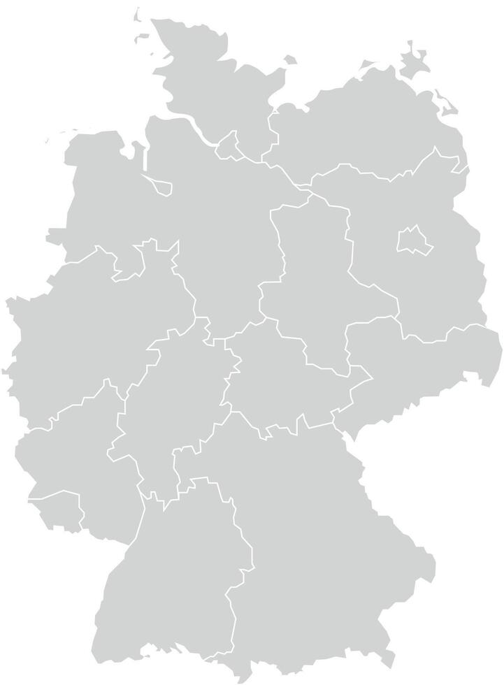 Grey with White Outline Germany Map with District Borders Europe Country vector