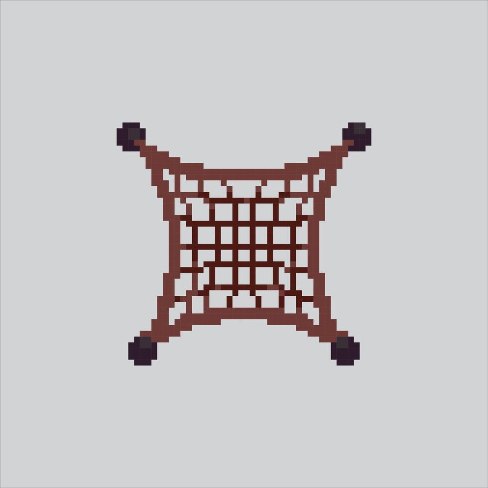 Pixel art illustration Fishing Net. Pixelated Fishing Tools. Fishing Net Rope Tools Icon pixelated for the pixel art game and icon for website and game. old school retro. vector