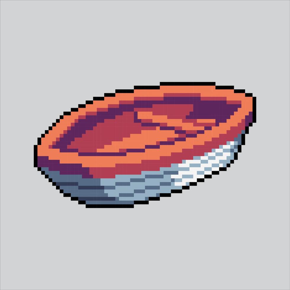 Pixel art illustration Fishing Boat. Pixelated Fishing Canoe. Fishing Boat Canoe Icon pixelated for the pixel art game and icon for website and game. old school retro. vector