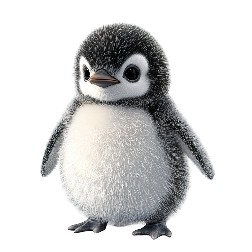 An Adorable Fluffy Baby Penguin Chick Isolated on Transparent Background png
