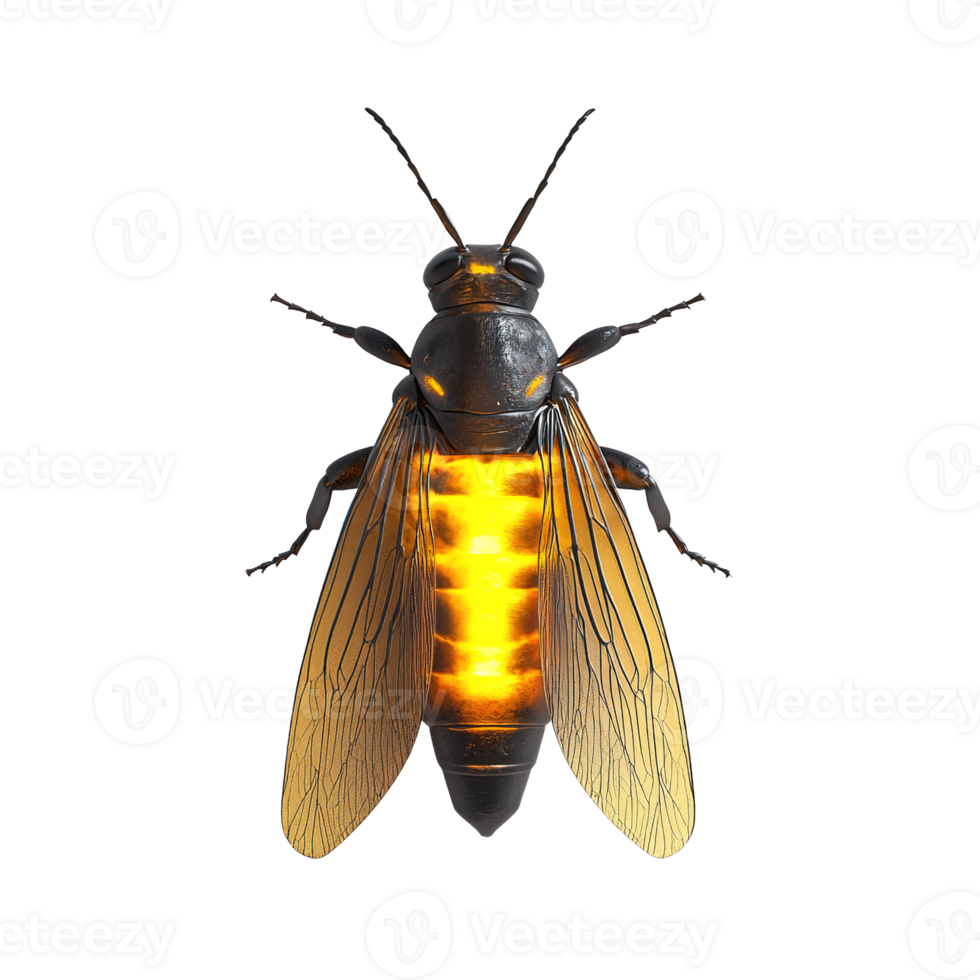 Illuminated Bee Glowing Abdomen Isolated on Transparent Background png