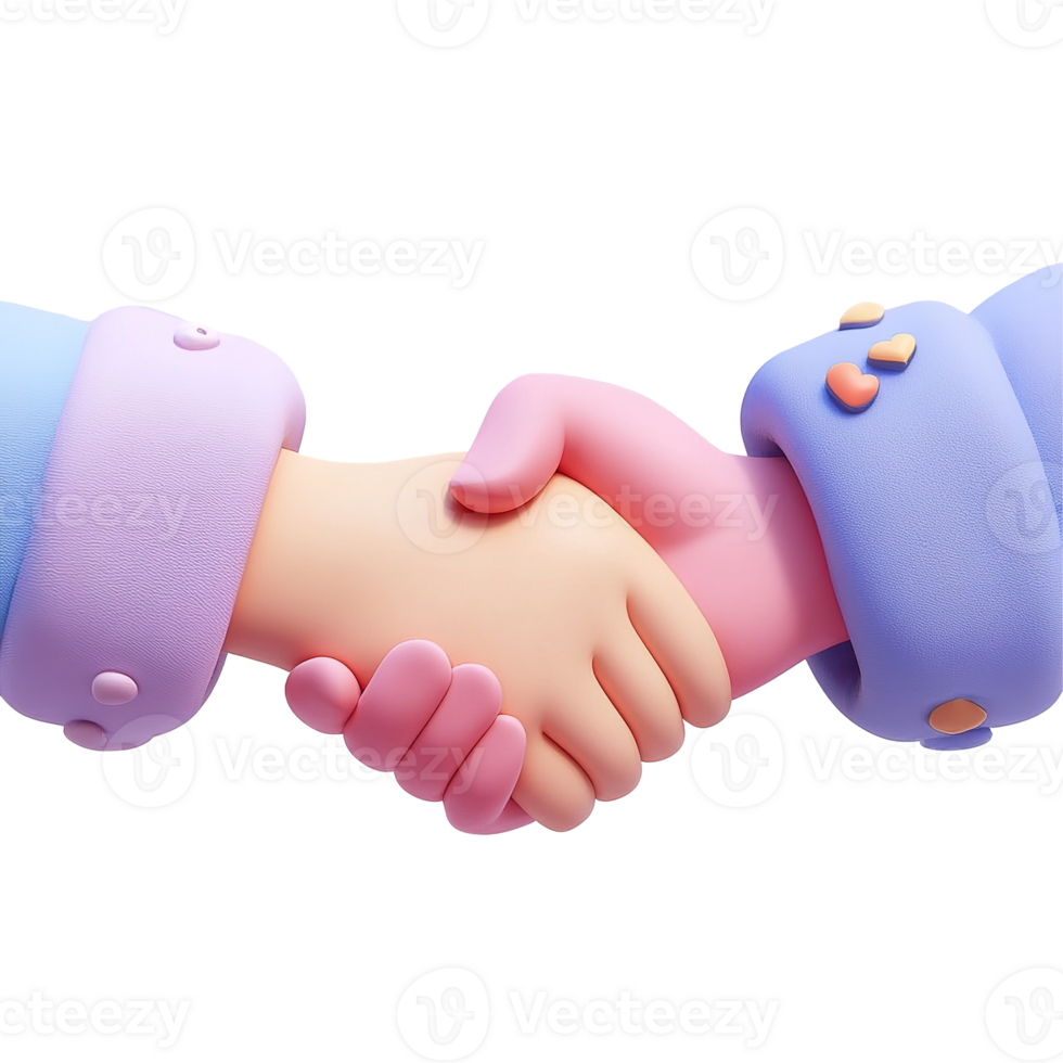 Cartoon Hands Clasped in a Friendly Handshake Isolated on Transparent Background png