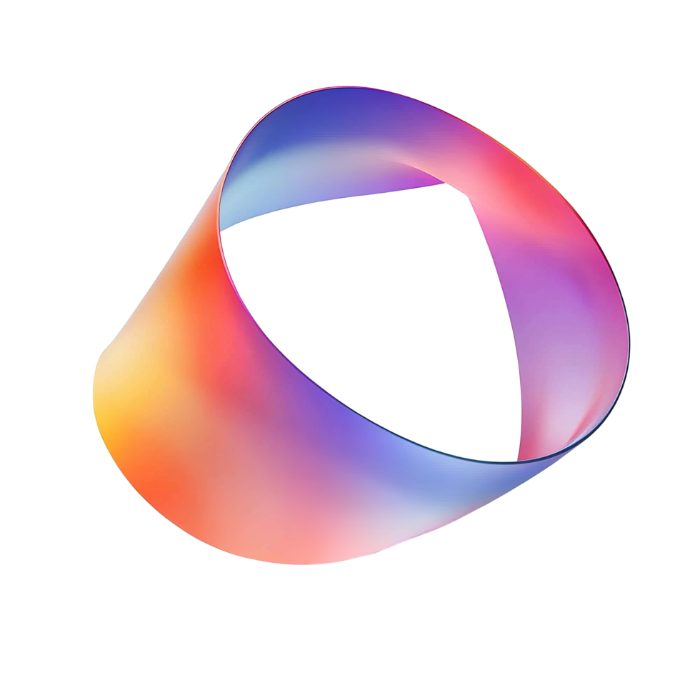 Abstract Gradient Curved Ribbon Design Illustration Isolated on Transparent Background png