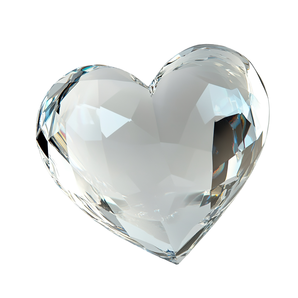 A crystalline heart shaped diamond gemstone, Isolated on Transparent Background png