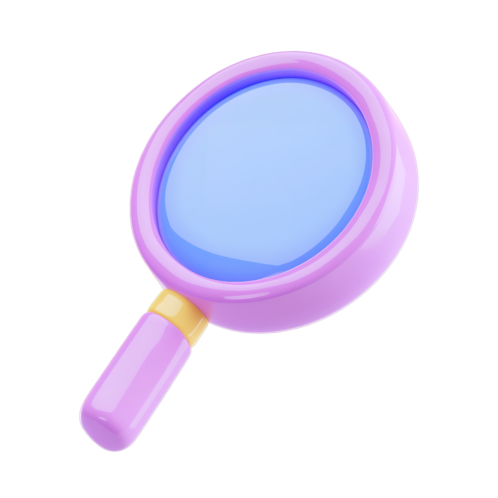 A Purple Cartoon Magnifying Glass With A Blue Lens Isolated on Transparent Background png