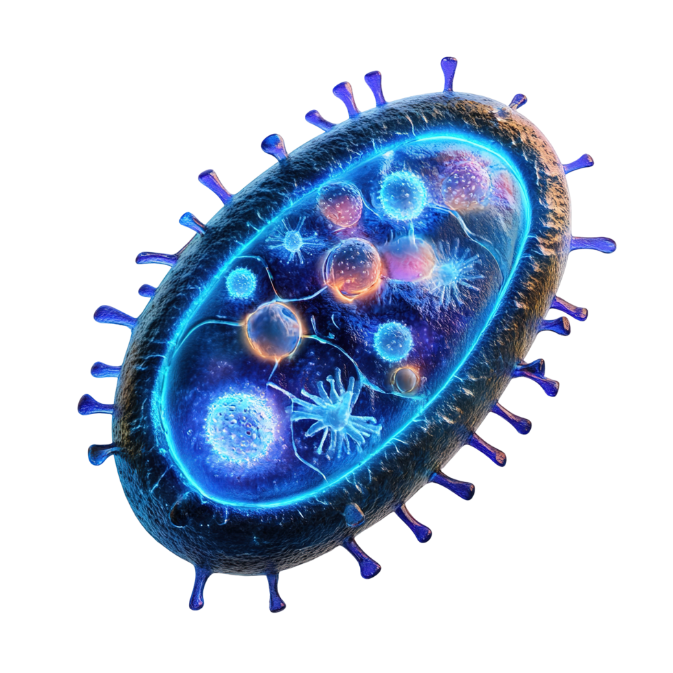 Microscopic View Of A Virus Cell Structure Isolated on Transparent Background png