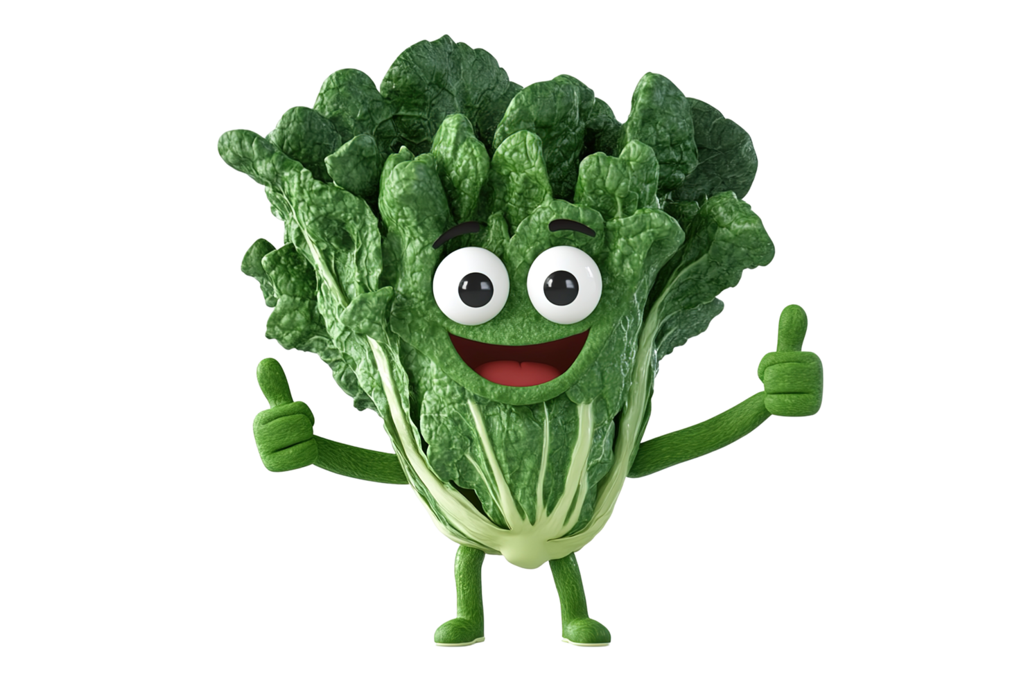 Happy Bok Choy Character Giving Thumbs Up Isolated on Transparent Background png