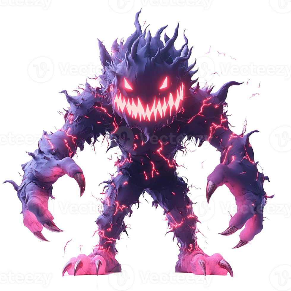 Glowing Lava Monster with Sharp Claws Isolated on Transparent Background png
