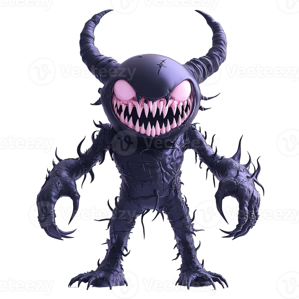 A menacing demonic creature with sharp claws and horns, full body, standing, Isolated on Transparent Background png
