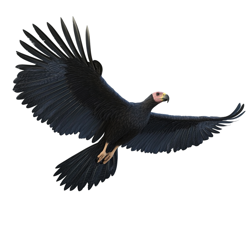 A Black Vulture Soaring Gracefully Through The Air Isolated on Transparent Background png