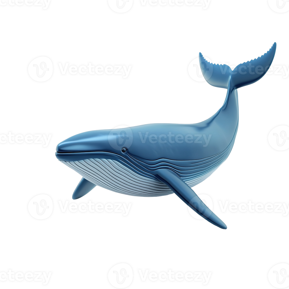 A Smooth Blue Whale Model Swims in Darkness Isolated on Transparent Background png