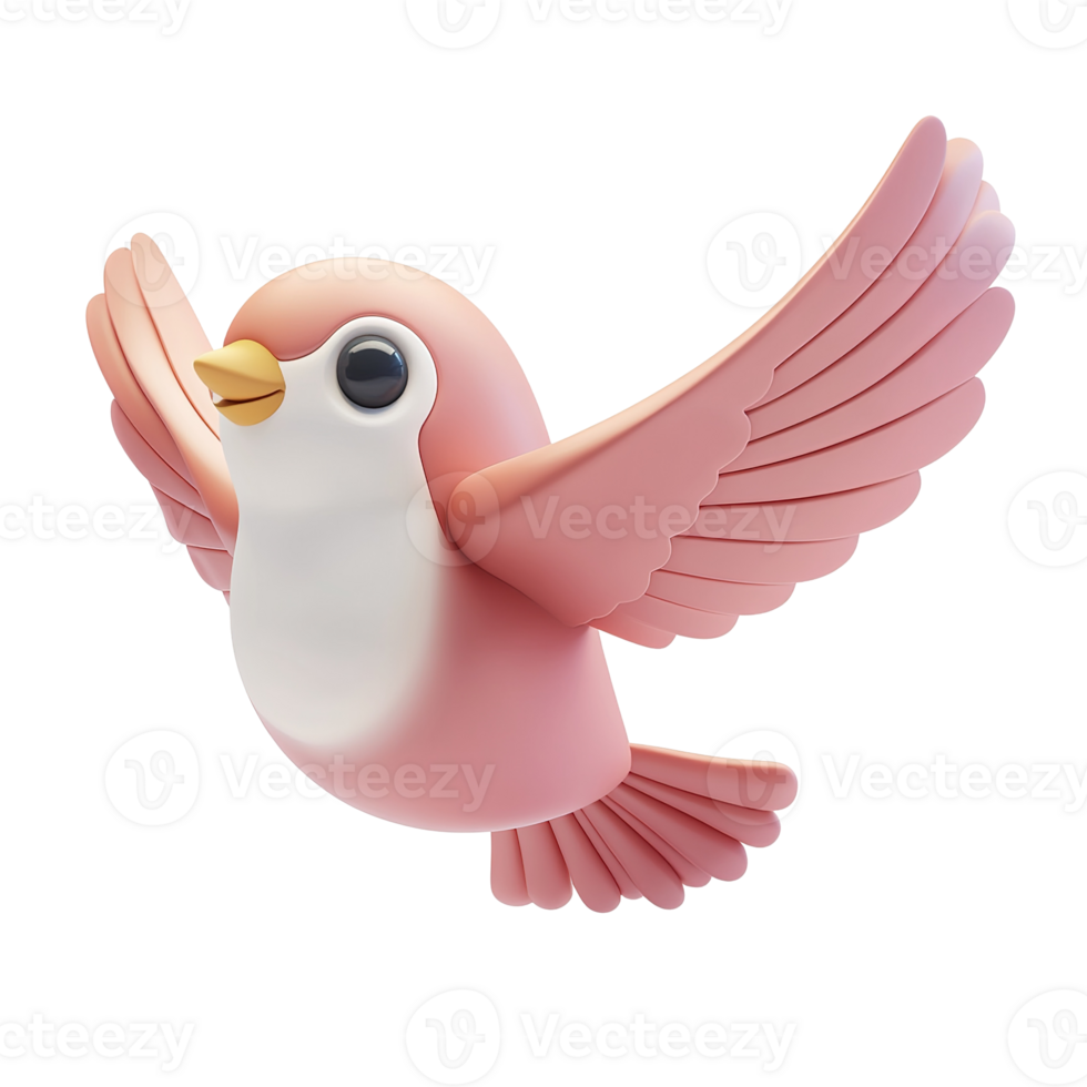 A Pink Cartoon Bird Soaring In Flight Isolated on Transparent Background png