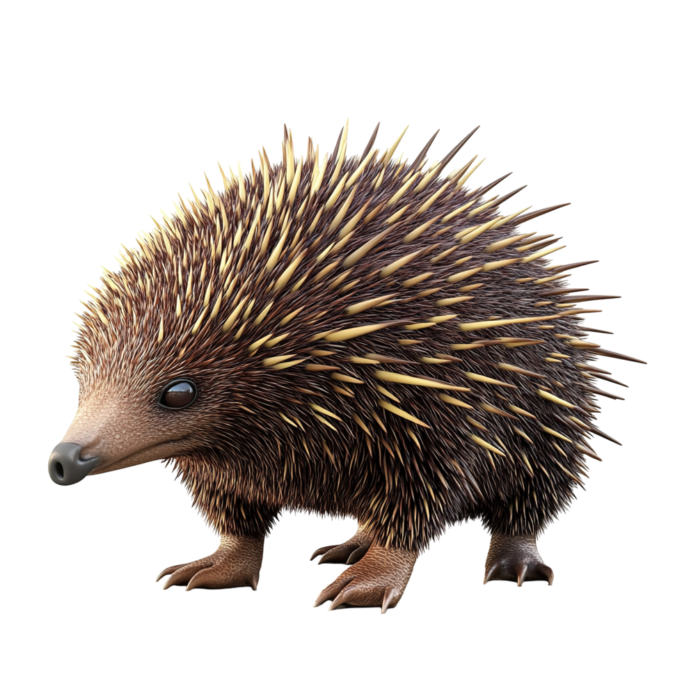 A detailed image of an echidna mammal, Isolated on Transparent Background png