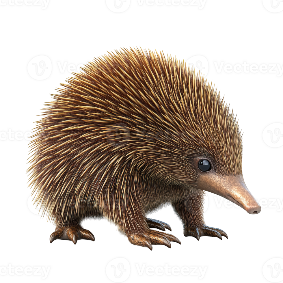 A Detailed Render of an Echidna Mammal Isolated on Transparent Background png