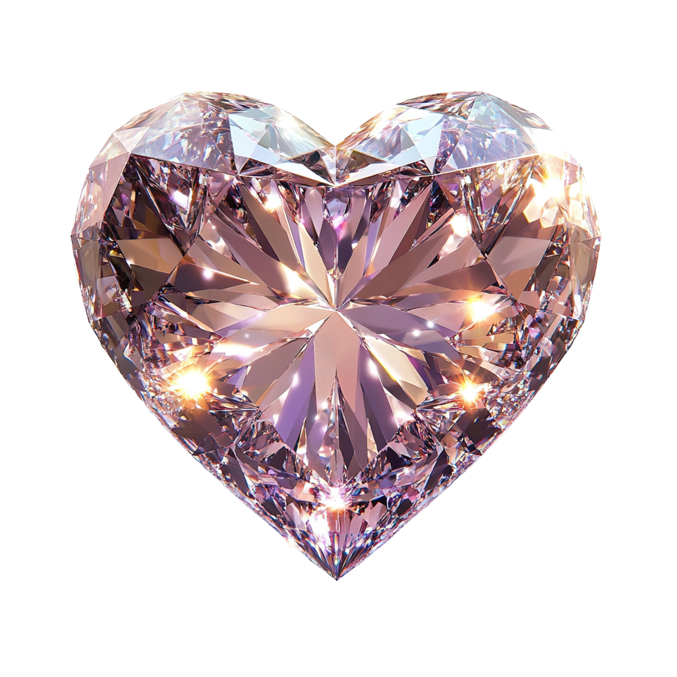 Sparkling Pink Diamond Heart Shaped Gemstone Isolated on Transparent Background png