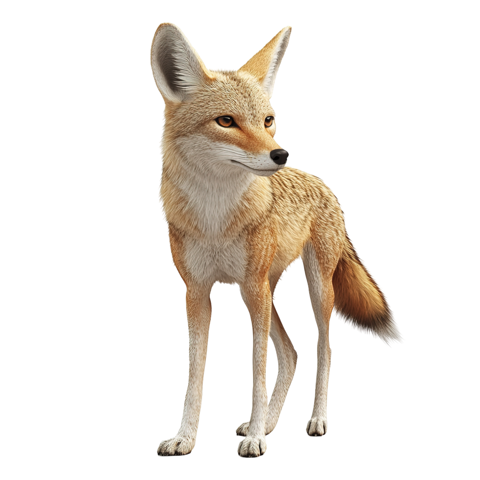A Desert Coyote Stands Alert Against A Black Background png