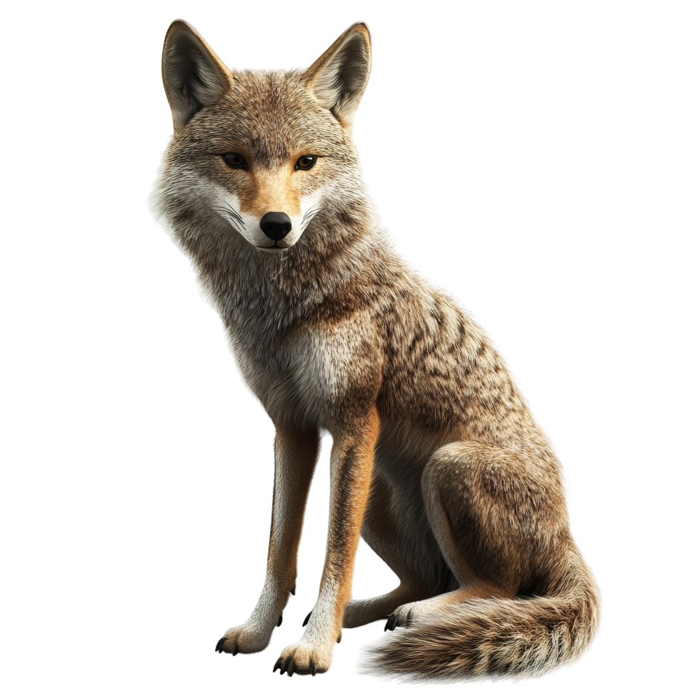 A Coyote Sitting Against A Black Background png
