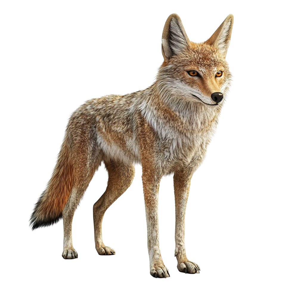 A Coyotes Portrait Standing Against A Black Background png