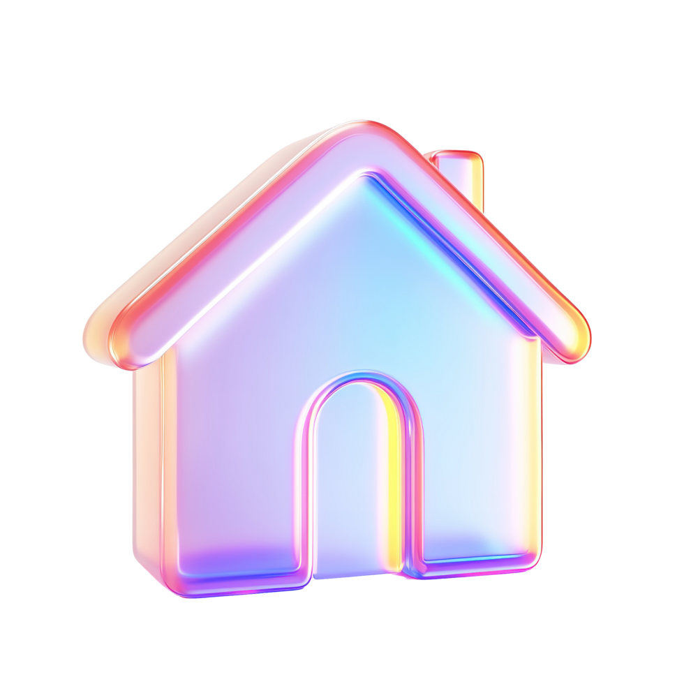 Iridescent Home Icon Digital Render png