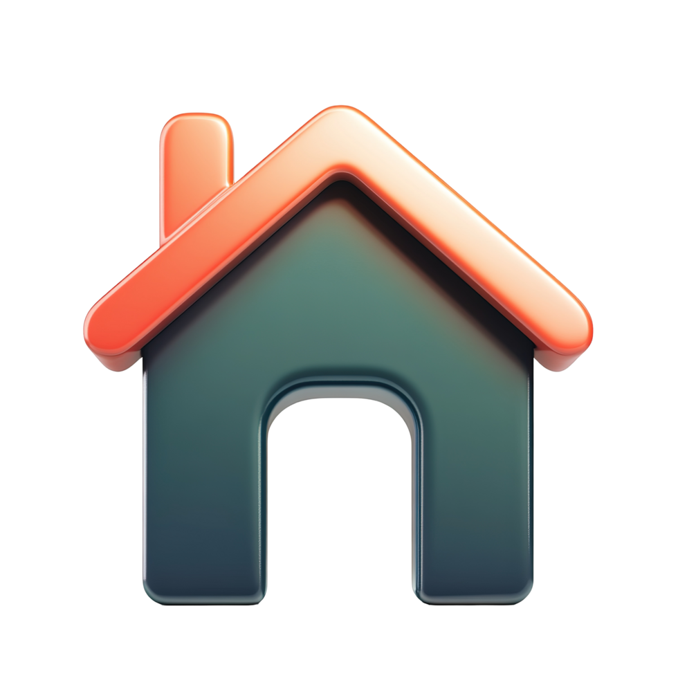 A three dimensional glossy house icon Isolated on Transparent Background png