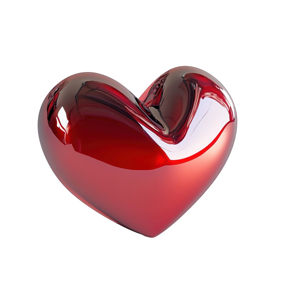 A Shiny Red Heart Shape Abstract Image Isolated on Transparent Background png