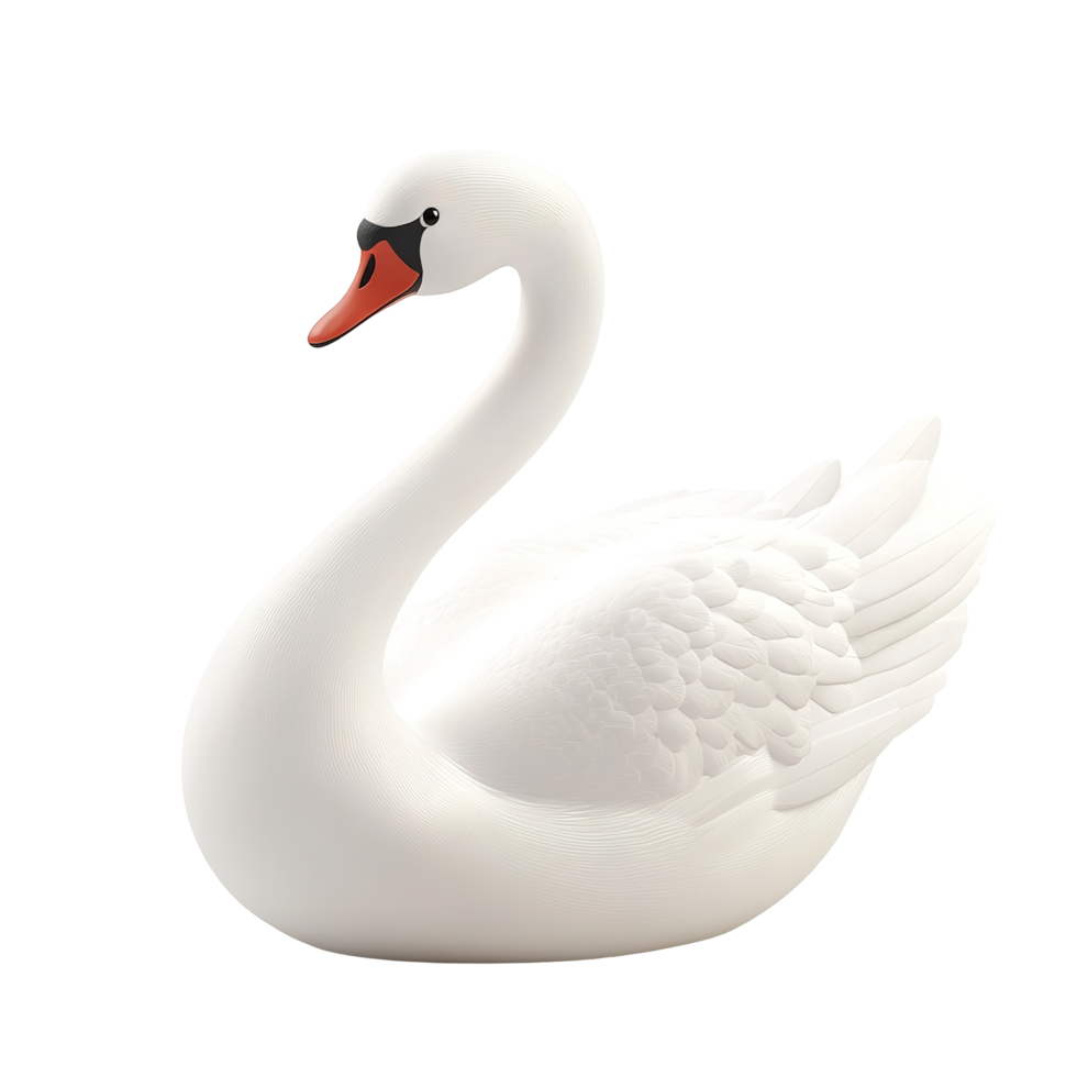 Elegant White Swan Figurine Isolated on Transparent Background png