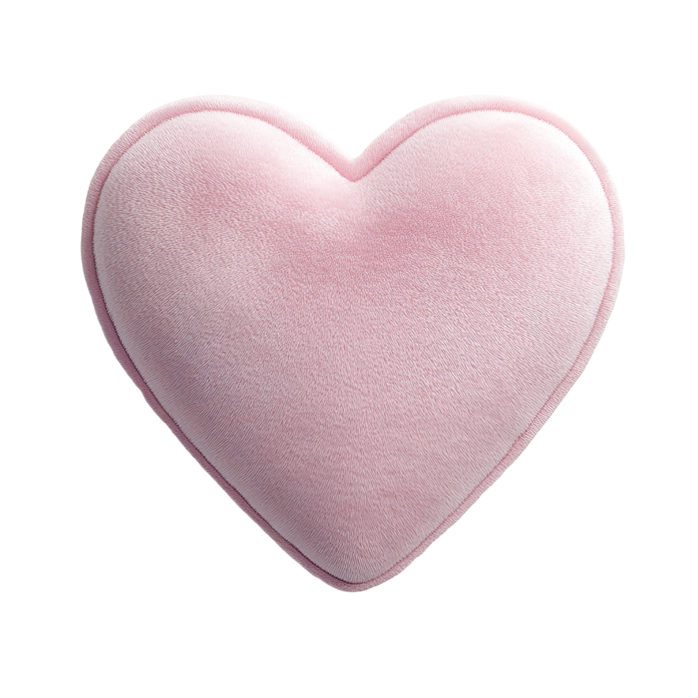 Pink Plush Heart Shaped Pillow Soft Cozy Comfort Isolated on Transparent Background png