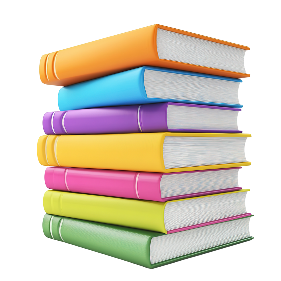 A Stack of Colorful Books Ready for Reading Isolated on Transparent Background png
