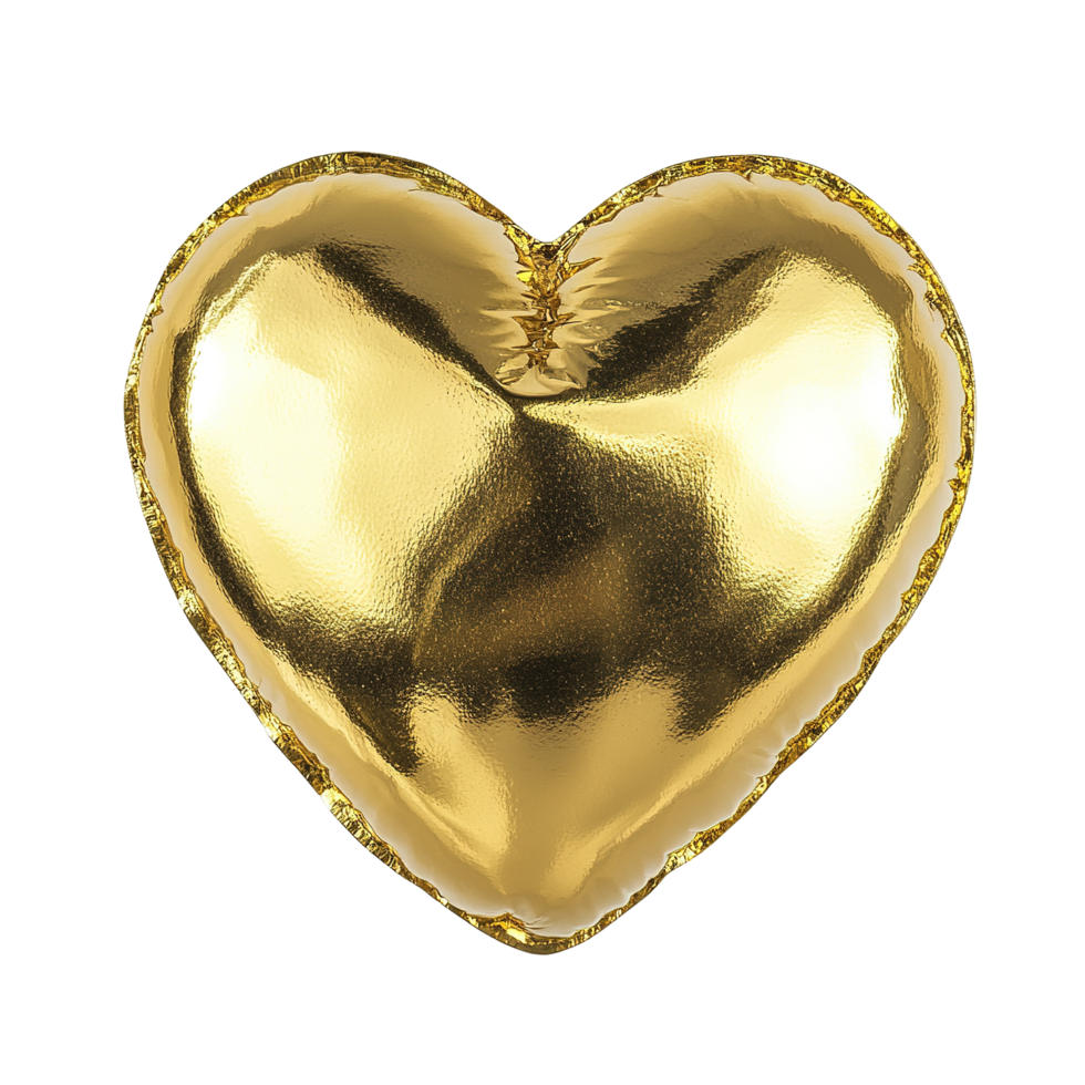 A Golden Heart Shaped Object Isolated on Transparent Background png
