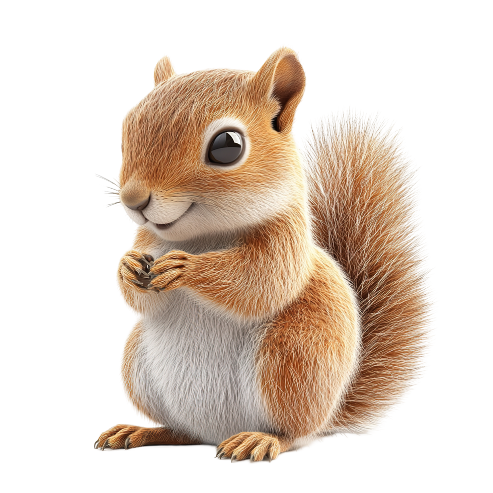 Adorable Red Squirrel Sitting Posing Cutely Isolated on Transparent Background png