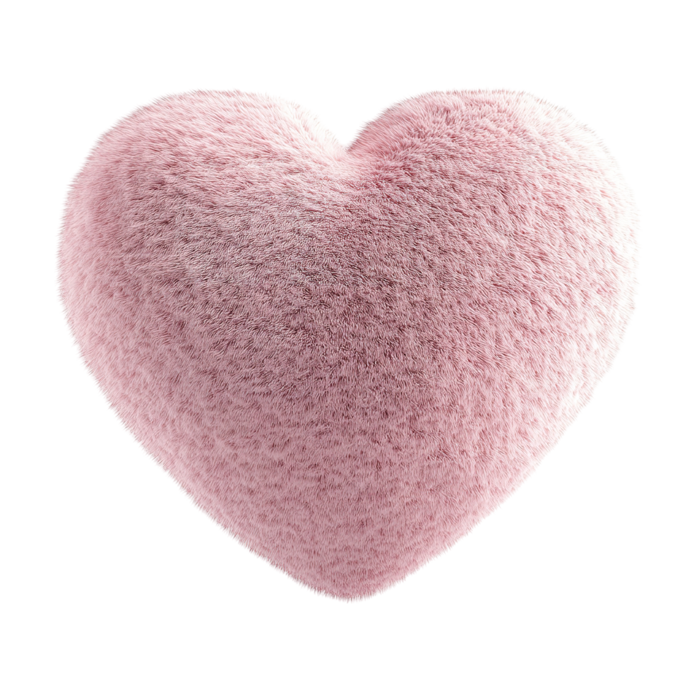 A fluffy pink heart shaped plush toy Isolated on Transparent Background png