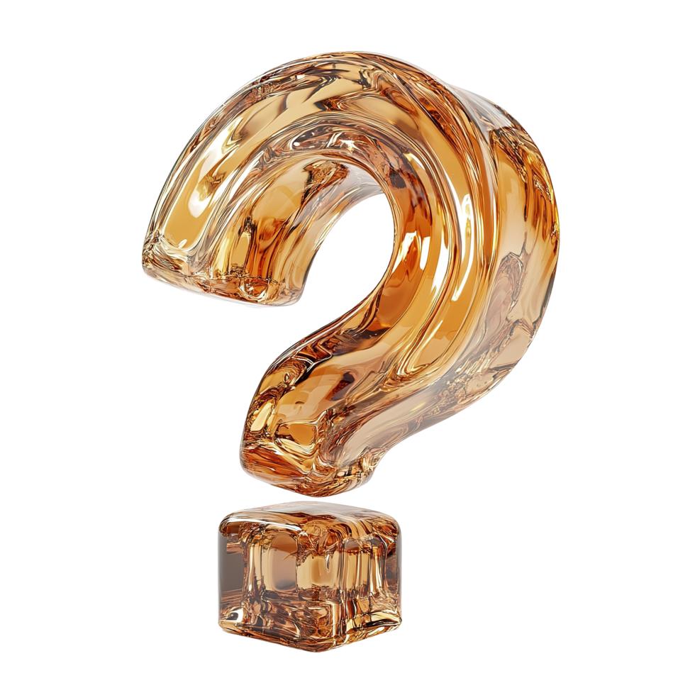 Amber Liquid Question Mark Abstract Design Isolated on Transparent Background png
