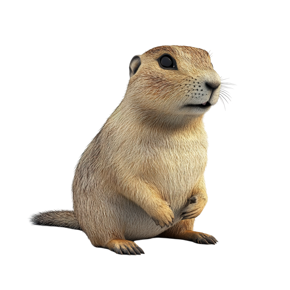 A Cute Prairie Dog Sitting Alertly Isolated on Transparent Background png