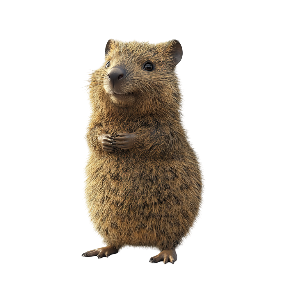 Adorable Quokka Standing on Hind Legs Smiling Isolated on Transparent Background png