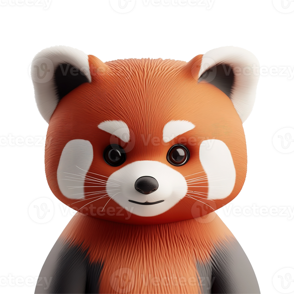 Adorable Red Panda Cub Portrait Close Up Isolated on Transparent Background png