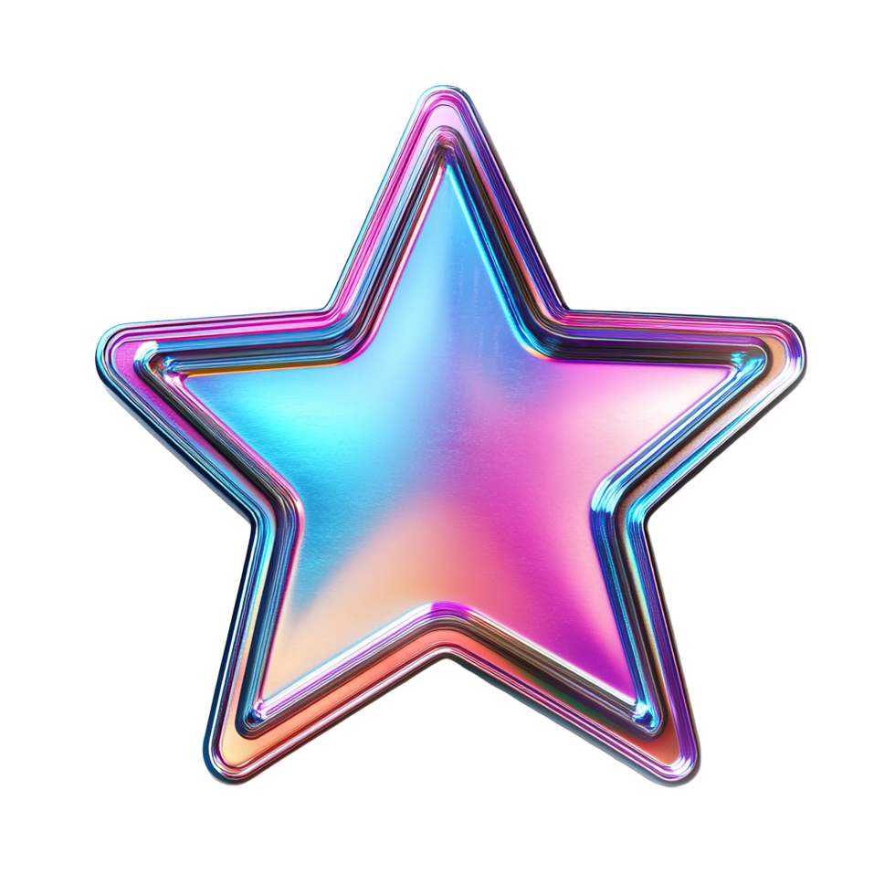 Iridescent Star Shaped Metallic Object Isolated on Transparent Background png