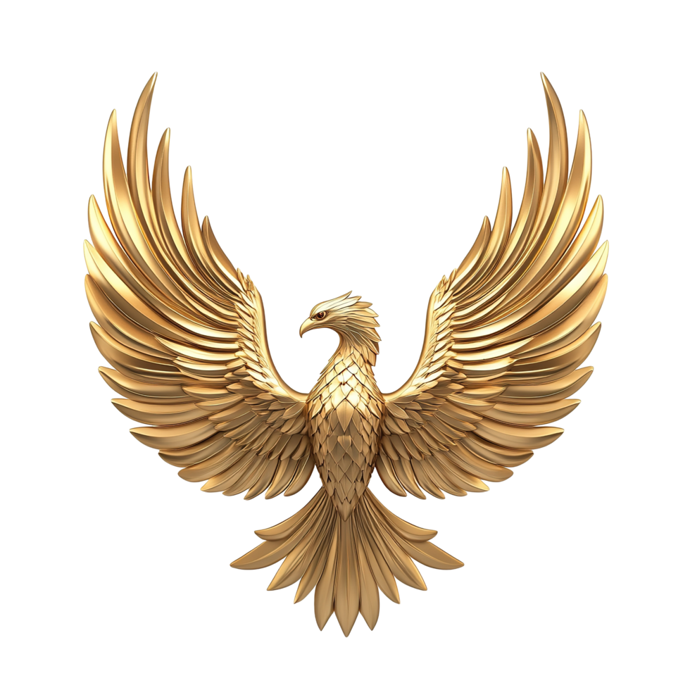 A Golden Eagle with Wings Spread Wide in Flight Isolated on Transparent Background png