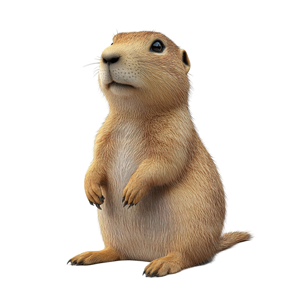 Adorable Prairie Dog Standing Tall Isolated on Transparent Background png